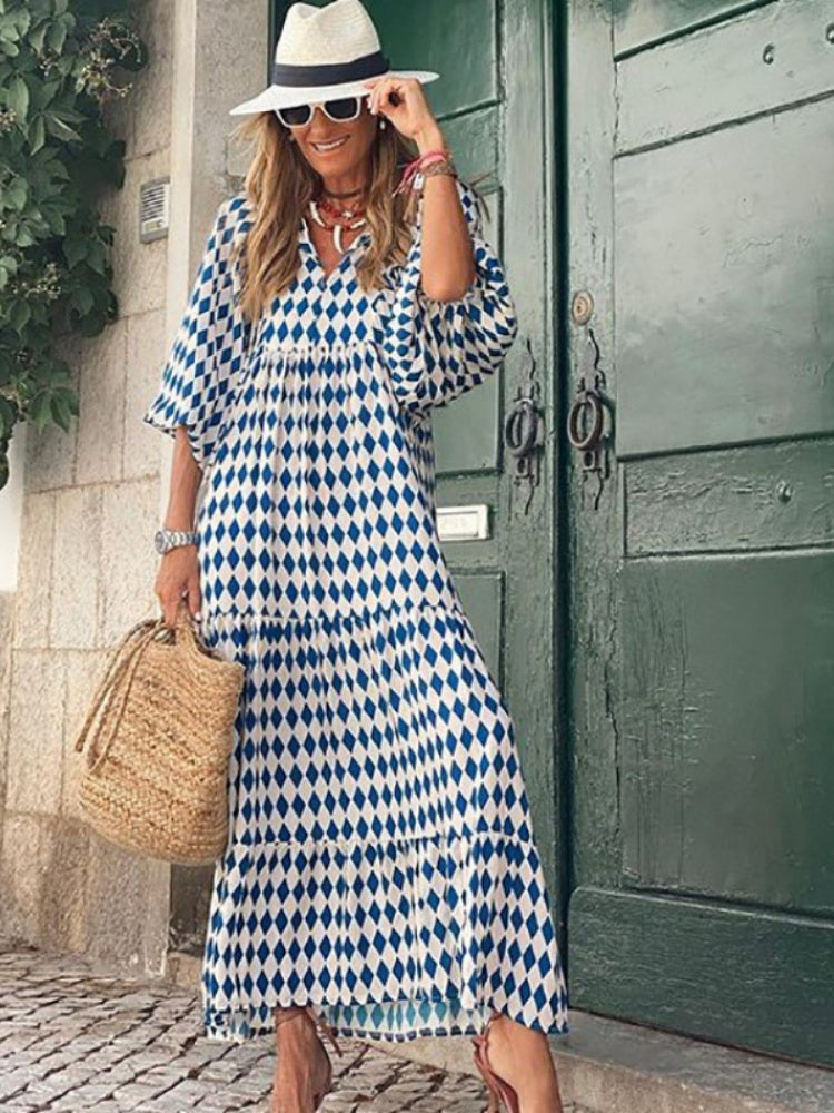 Puff Sleeve Tiered Maxi Dress