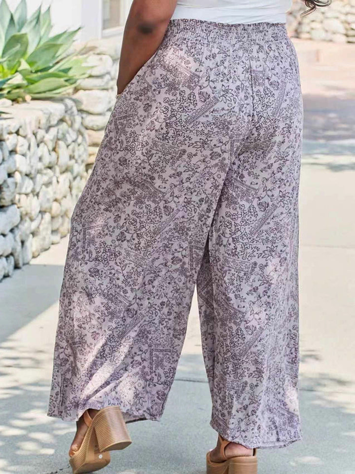 Printed Casual Loose Pocket Wide-Leg Pants