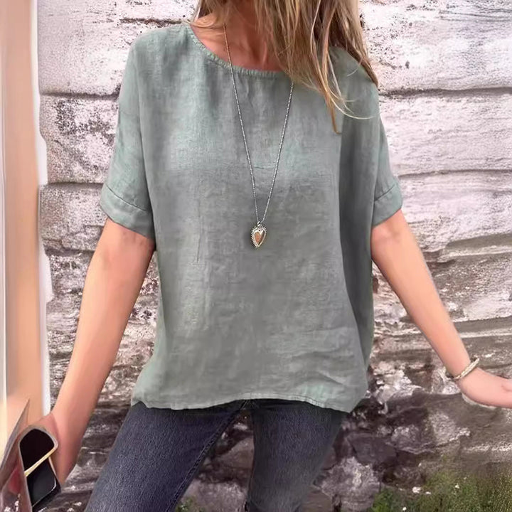 Women’s Linen-Cotton Crew-Neck Tee