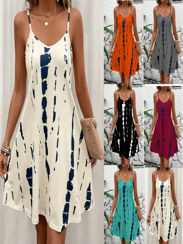 Casual printed loose-fitting loungewear sundress
