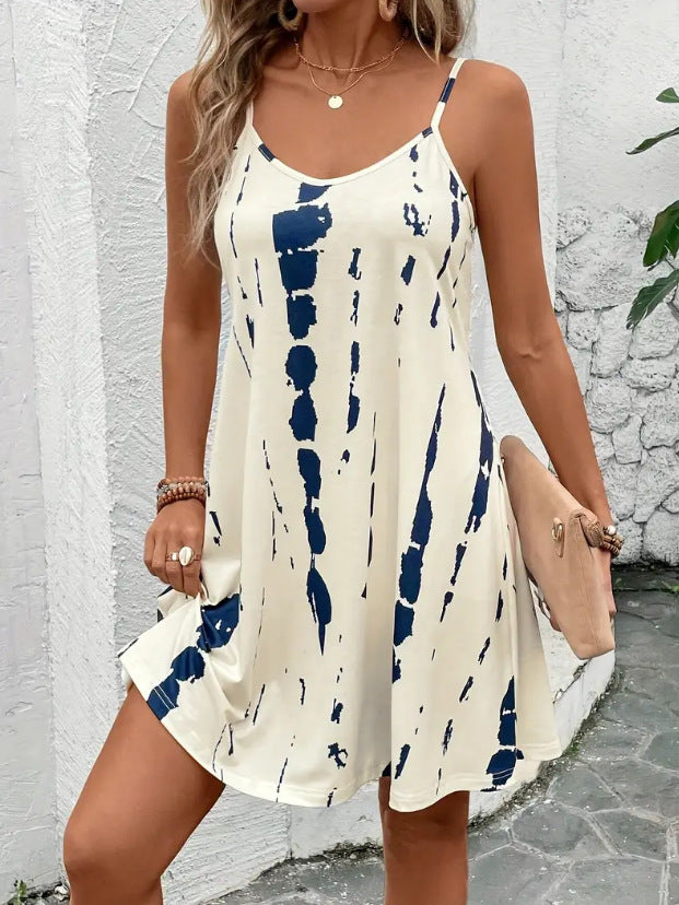 Casual printed loose-fitting loungewear sundress