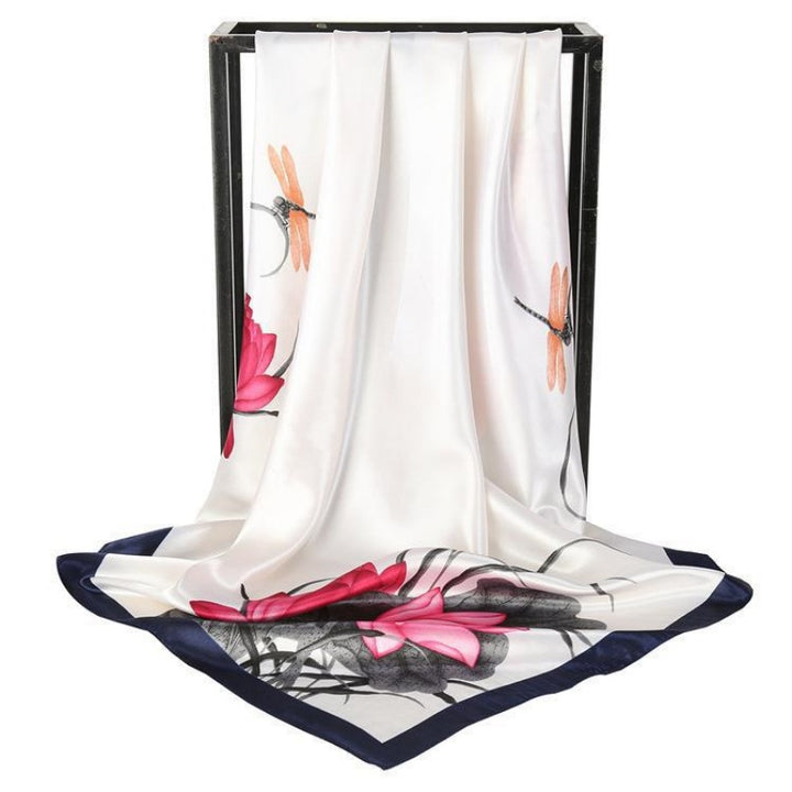 Luxury Printed Satin Square Scarf