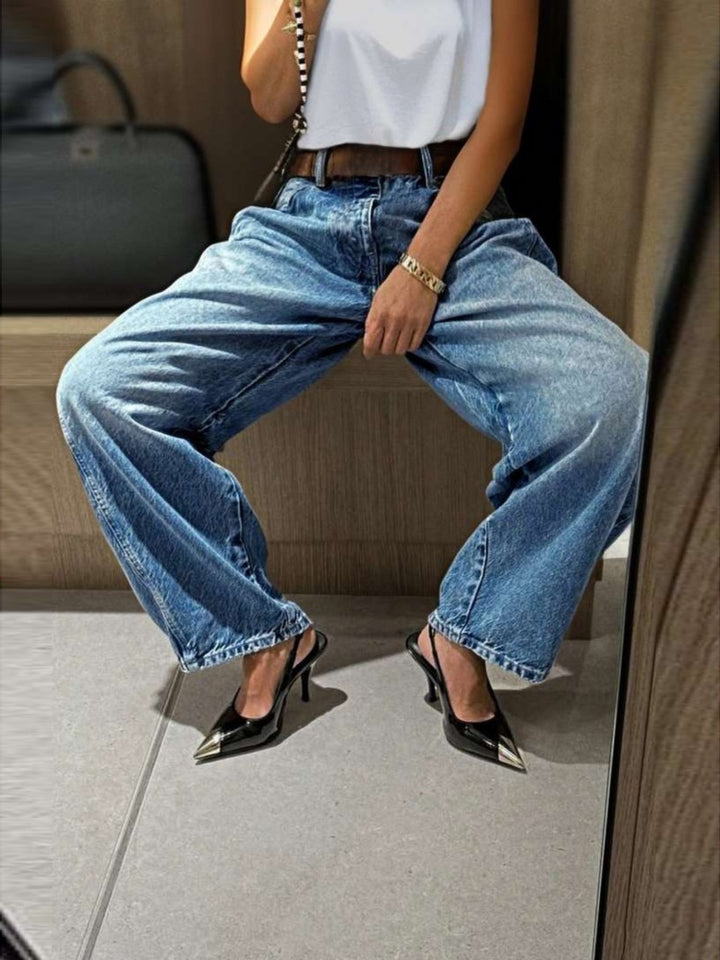 Women’s Fashion High Waist Stretch Wide Leg Jeans