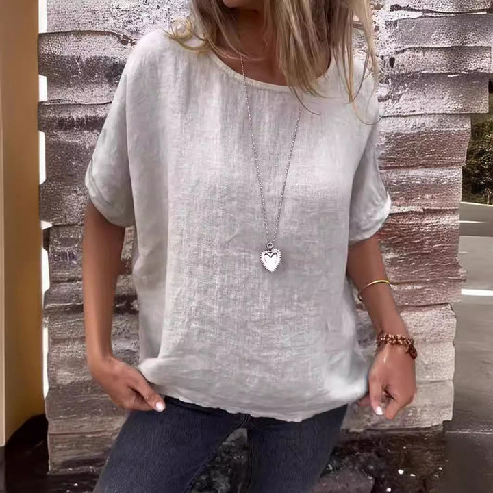 Women’s Linen-Cotton Crew-Neck Tee