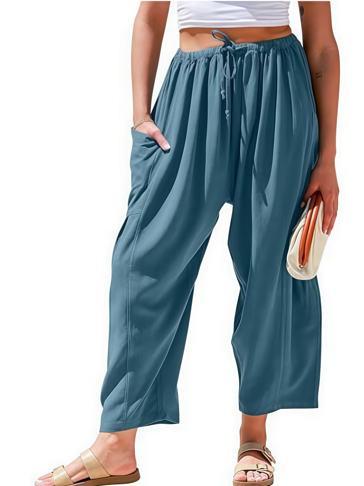 Casual Linen Blend Wide Leg Pants
