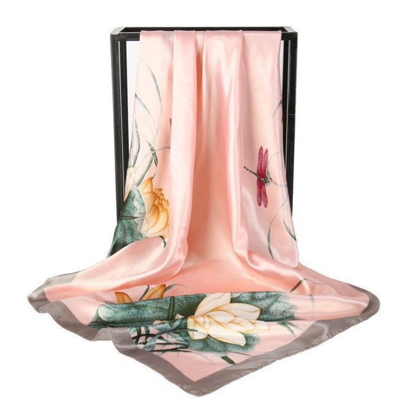 Luxury Printed Satin Square Scarf