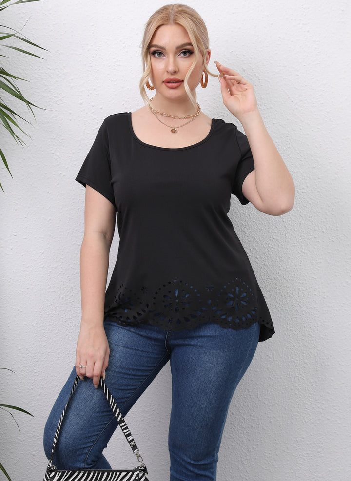 Round neck hollowed-out short sleeve