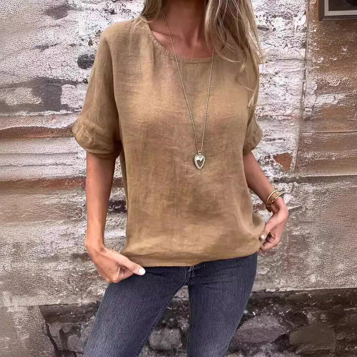 Women’s Linen-Cotton Crew-Neck Tee
