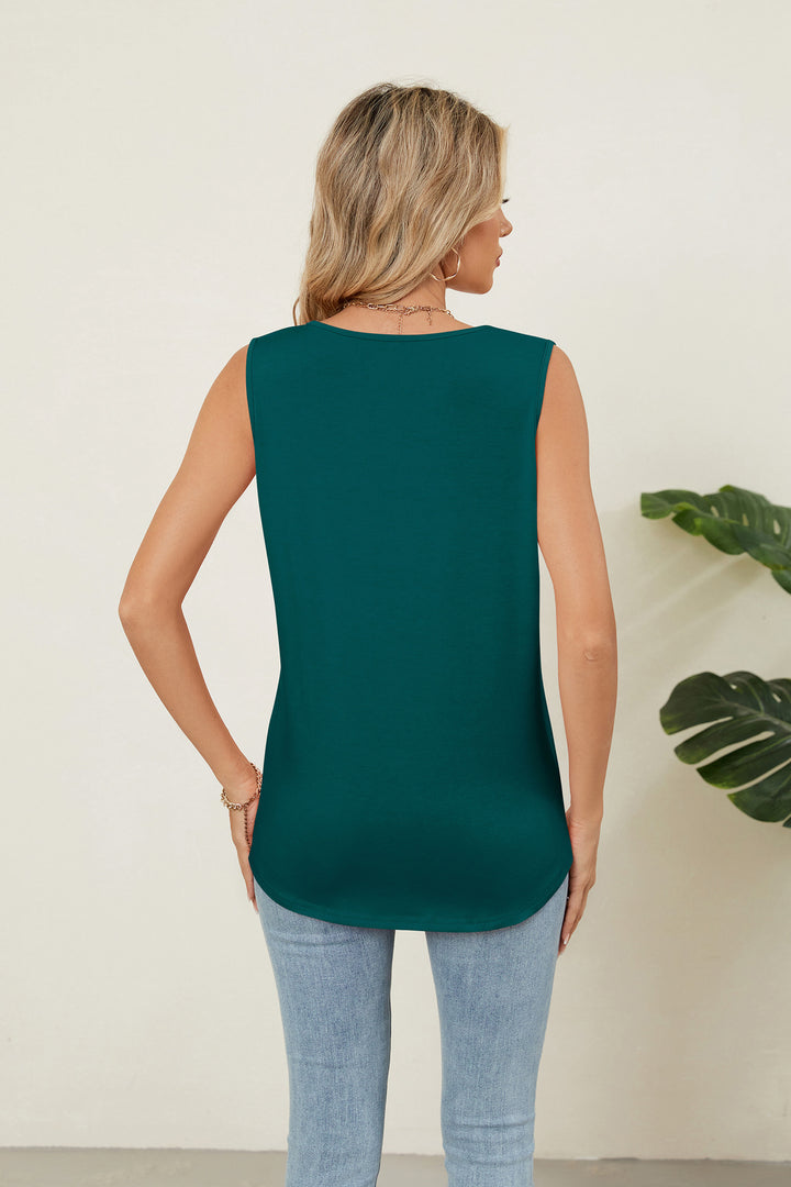 Solid color crew neck loose sleeveless T-shirt vest