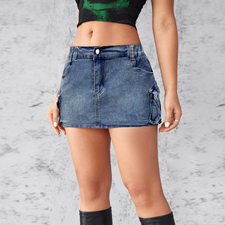 Retro stretch slim denim skirt