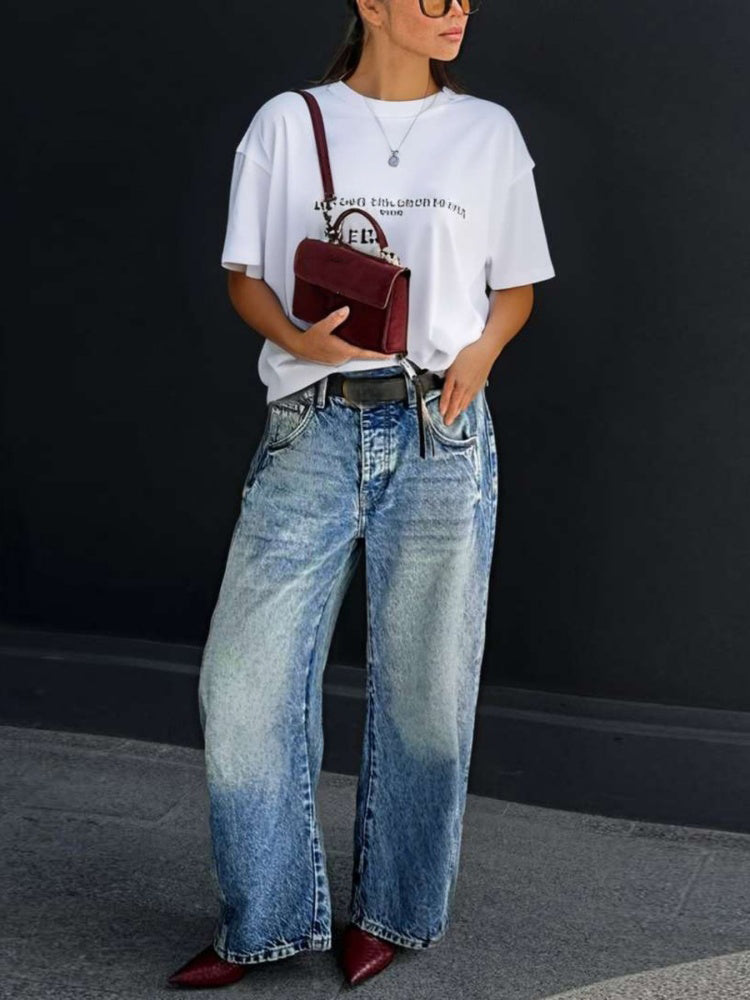 Women’s Fashion High Waist Stretch Wide Leg Jeans