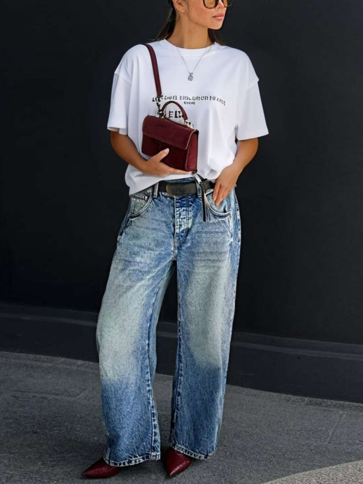 Women’s Fashion High Waist Stretch Wide Leg Jeans