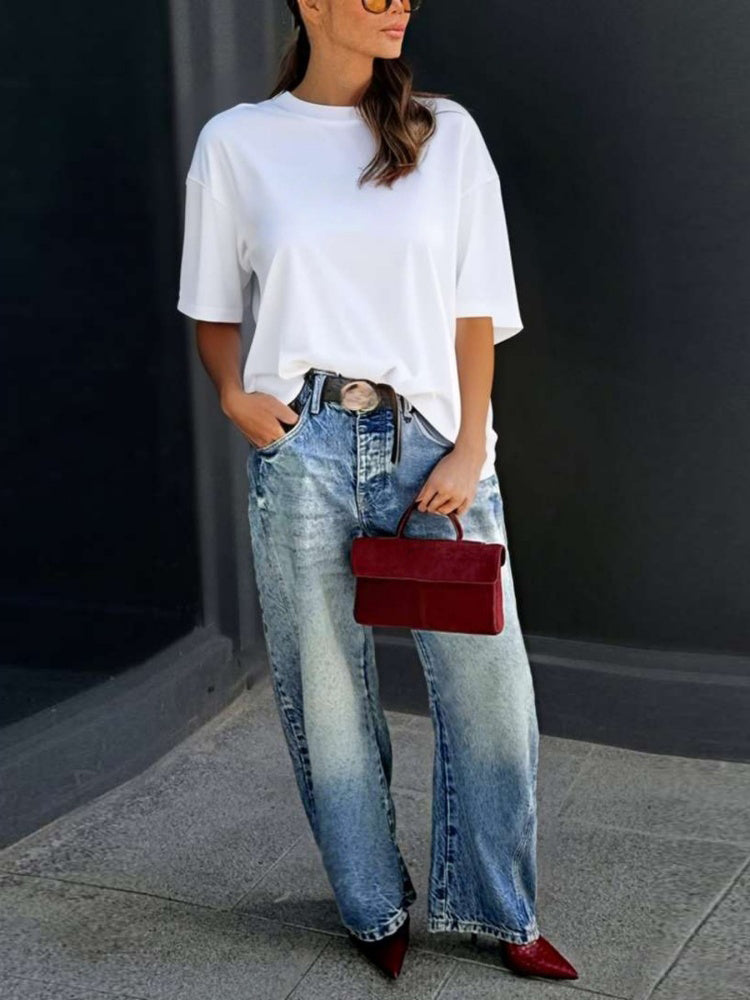 Women’s Fashion High Waist Stretch Wide Leg Jeans