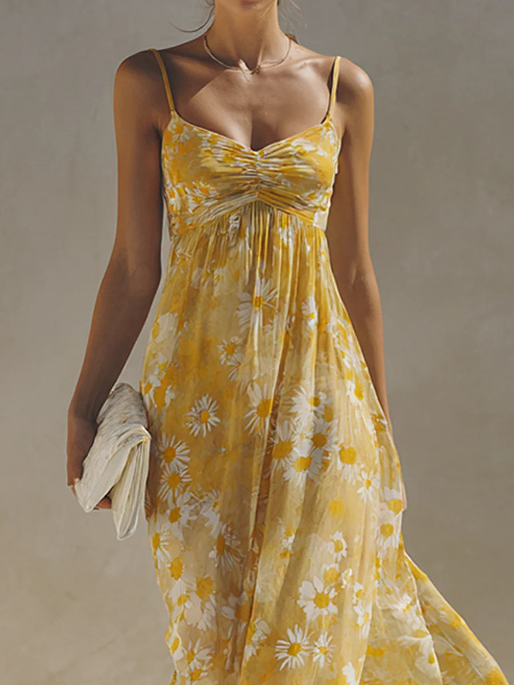 Elegant Resort-Style Floral Strap Loose Dresses