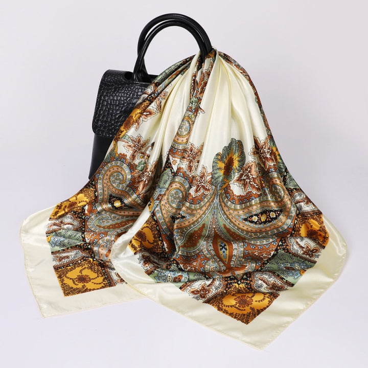 Floral Print Square Satin Scarf