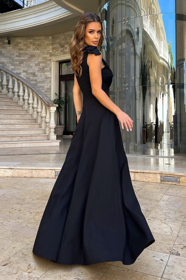 Solid color long evening dress