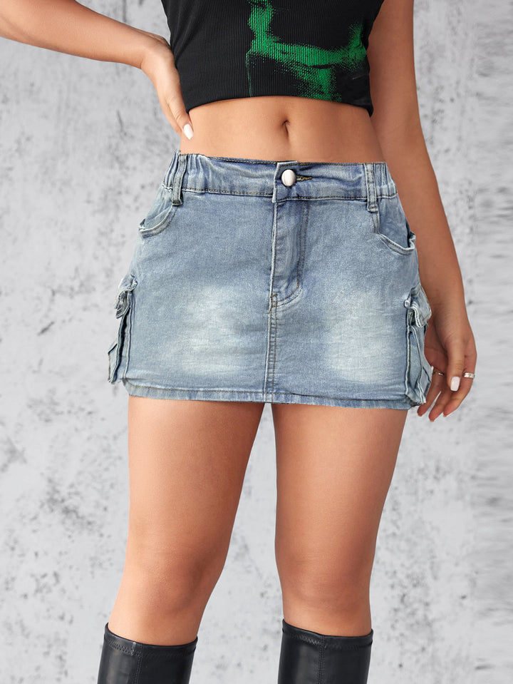 Retro stretch slim denim skirt