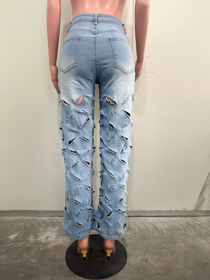 Women’s Ins Fashion Sexy Ripped Washed Jeans