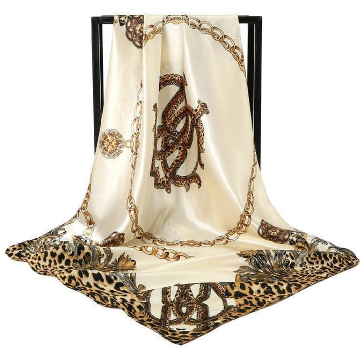 Luxury Printed Satin Square Scarf