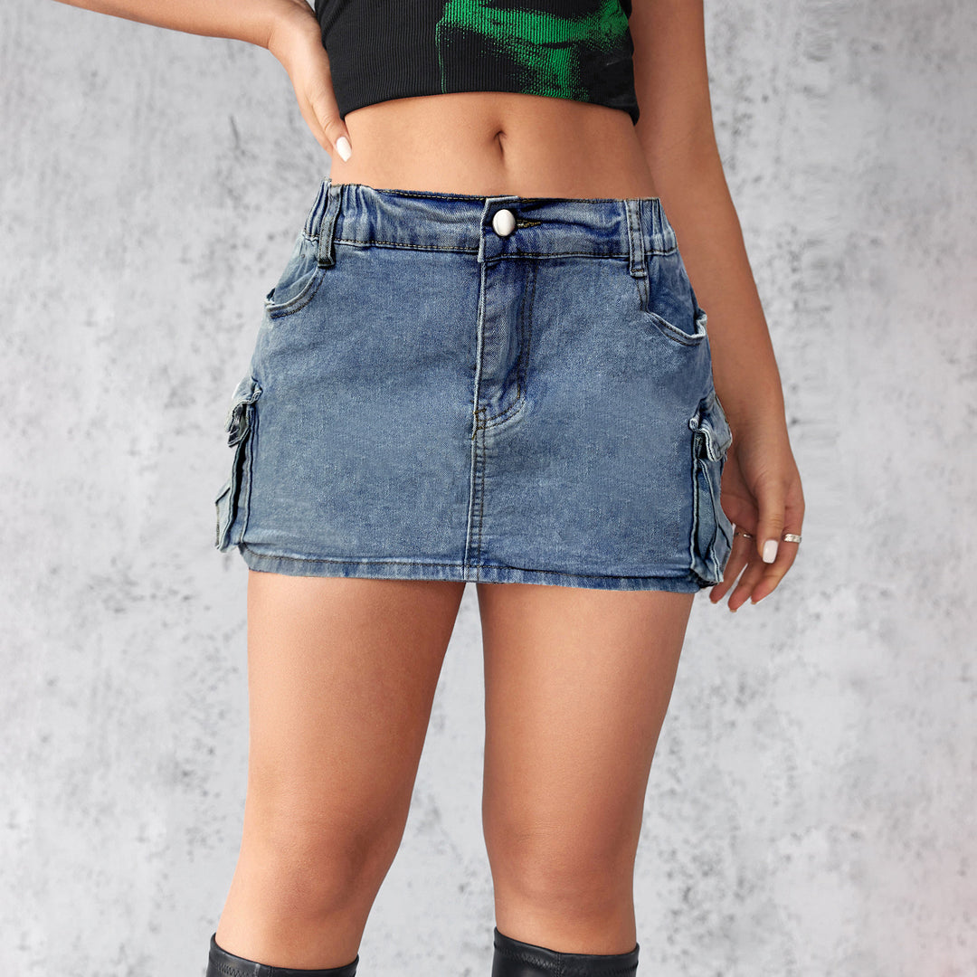Retro stretch slim denim skirt
