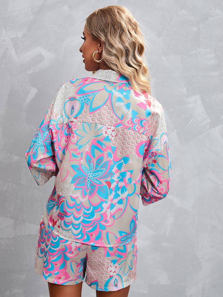 Hot-Selling Printed Three-Quarter Sleeve Shorts Casual Suit