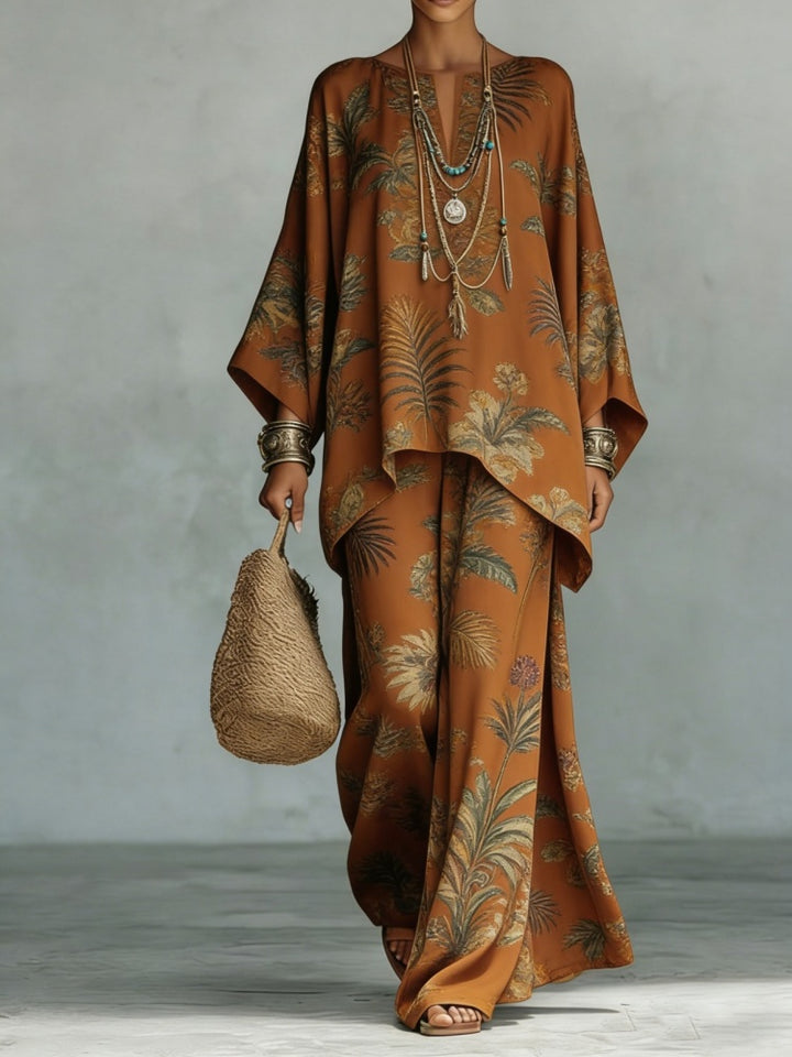 Boho Printed Tunic and Wide-Leg Pants Set
