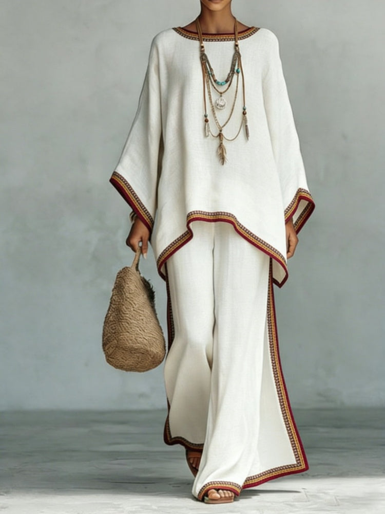 Boho Printed Tunic and Wide-Leg Pants Set