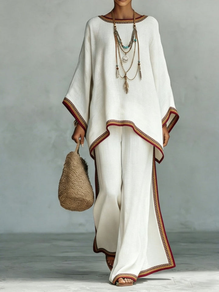 Boho Printed Tunic and Wide-Leg Pants Set