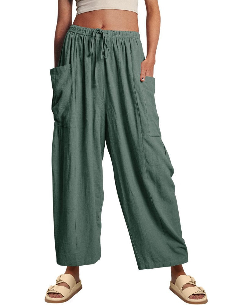Casual Linen Blend Wide Leg Pants