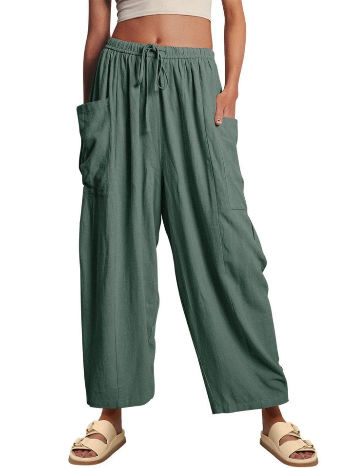 Casual Linen Blend Wide Leg Pants