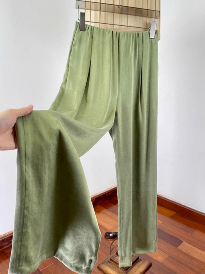 High Waisted Wide Leg Ice Silk Pants