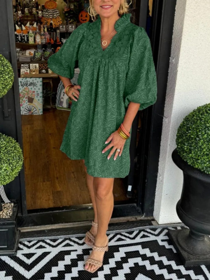 Puff Sleeve Flowy Casual Dress