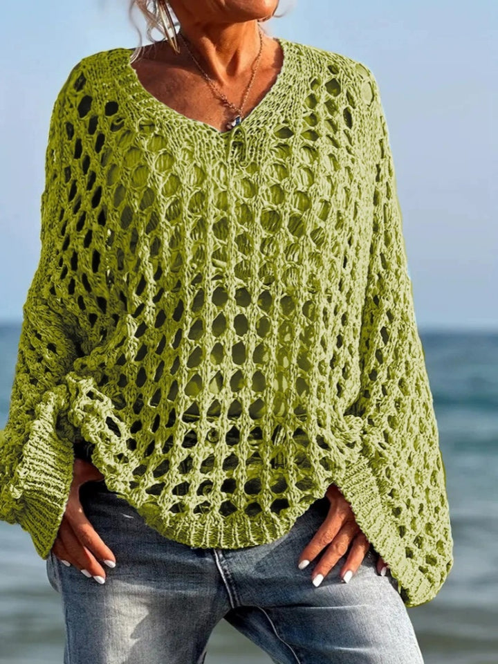 Loose Openwork Long Sleeve Sweater