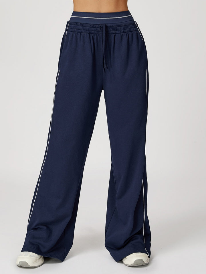 High Waist Striped Wide Leg Sweatpants