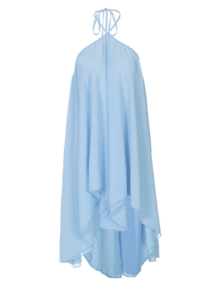 Halter Neck Ruffled Asymmetrical Mini Dress