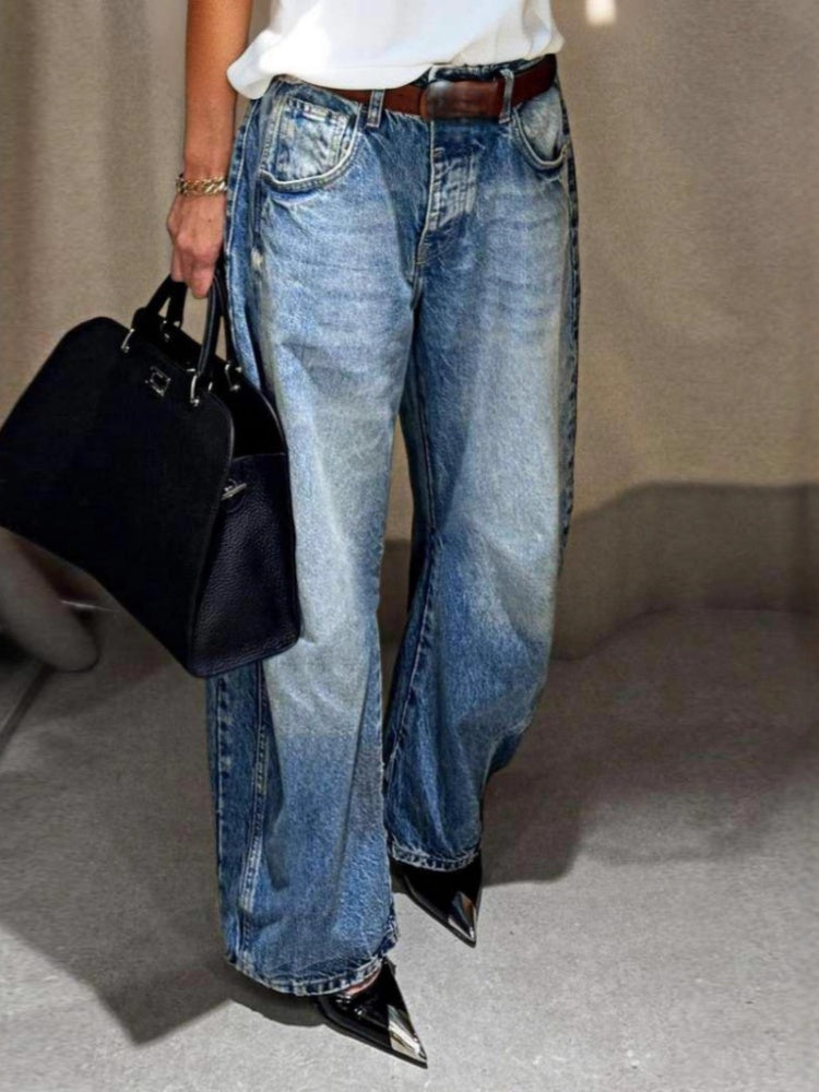 Women’s Fashion High Waist Stretch Wide Leg Jeans