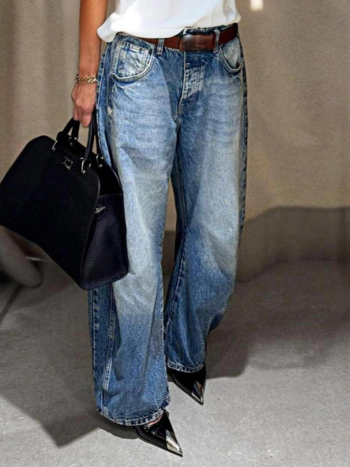 Women’s Fashion High Waist Stretch Wide Leg Jeans