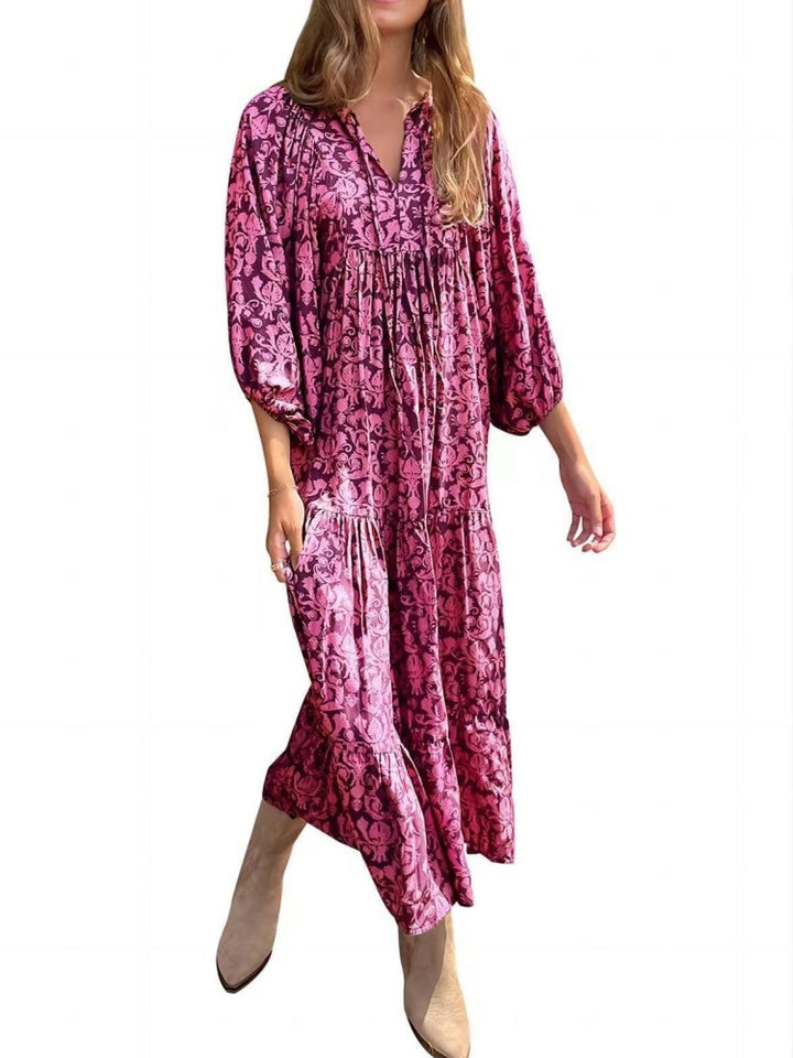 Puff Sleeve Tiered Maxi Dress