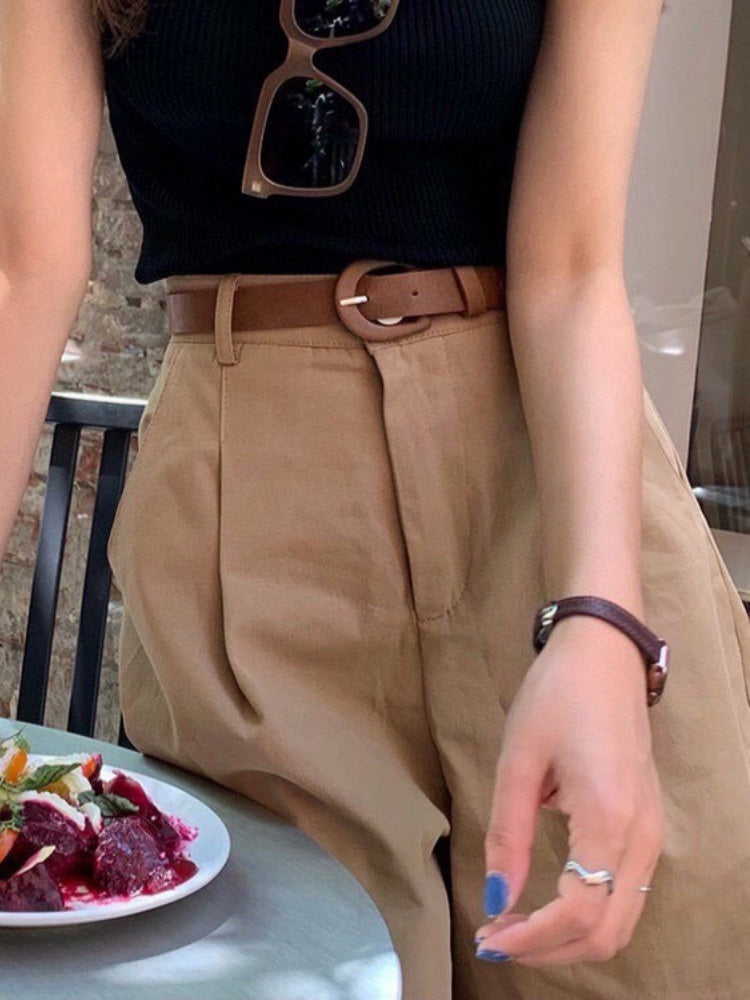 High-Waisted Cotton Wide-Leg Bermuda Shorts