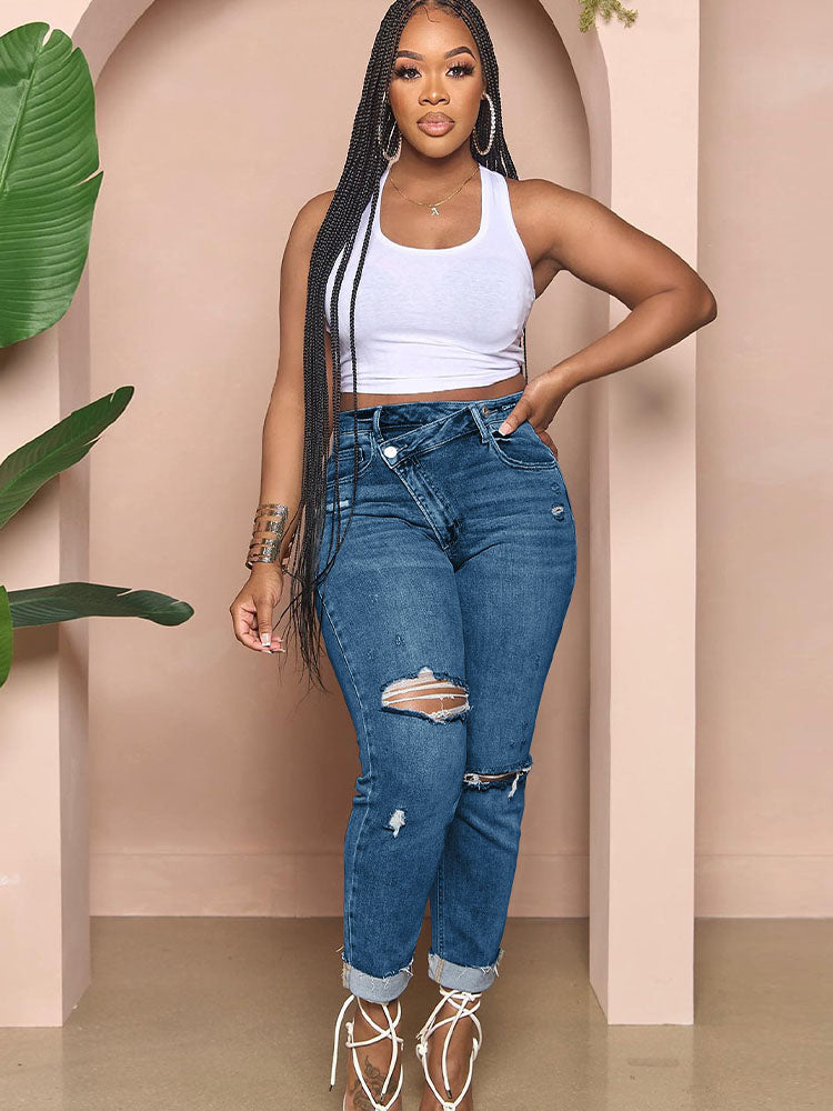 High Waist Ripped Jeans