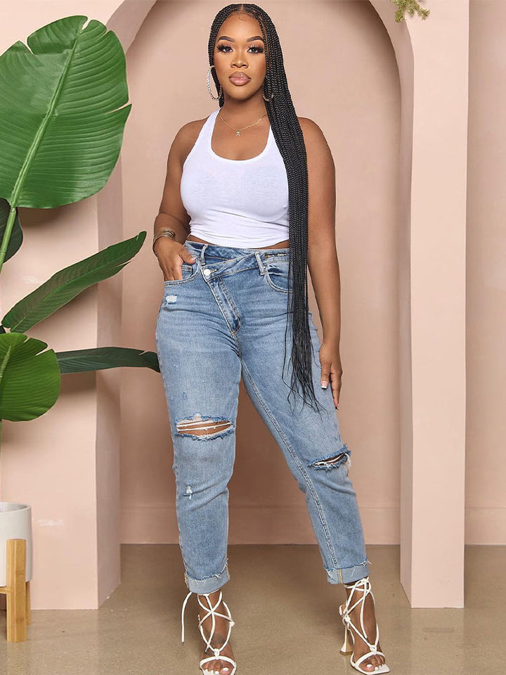 High Waist Ripped Jeans