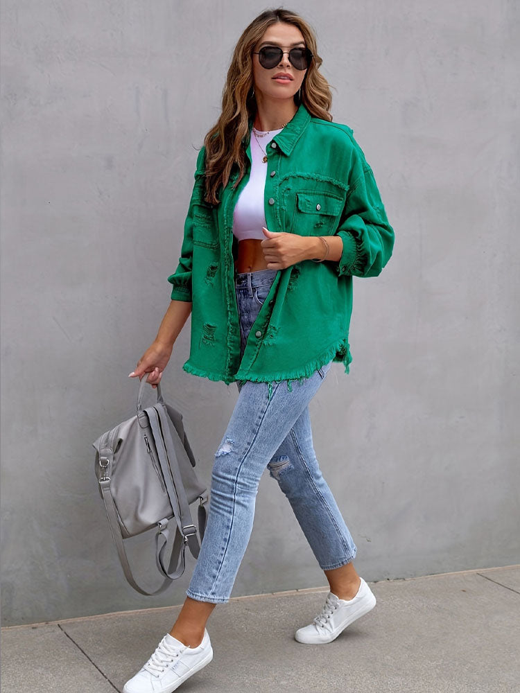 Women’s Ripped Denim Coat