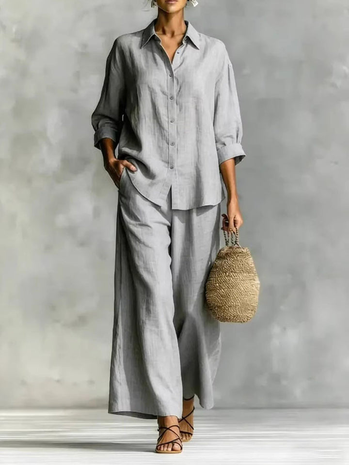 Shirt and wide-leg trousers set