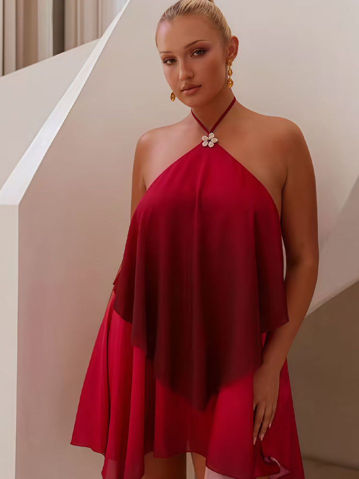 Ombré Mesh Halter Dress