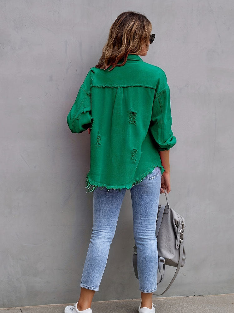 Women’s Ripped Denim Coat