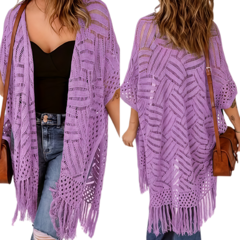 Beach vacation sun protection knitted tassel cover-up
