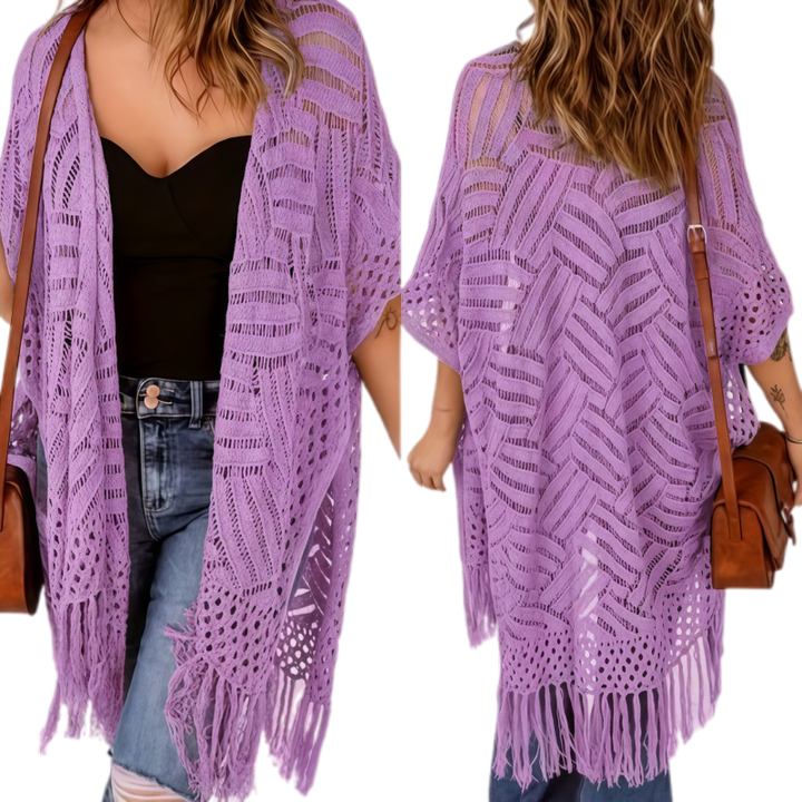 Beach vacation sun protection knitted tassel cover-up