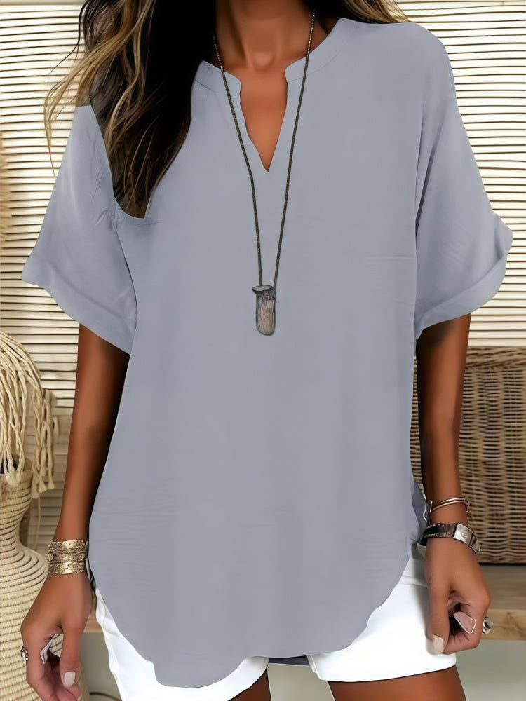Fashionable printed V-neck short-sleeved T-shirt/shirt