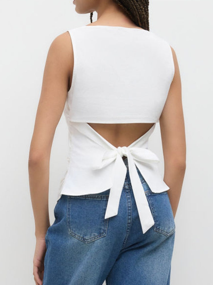 Form-Fitting Bow Back Tank Top