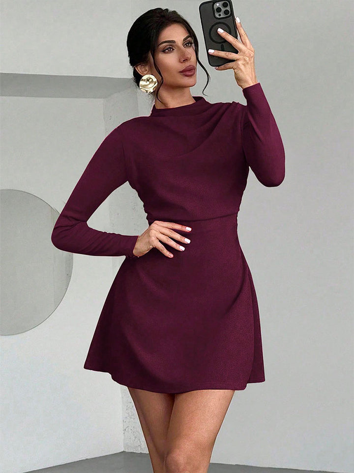 Mock Neck A-Line Dress